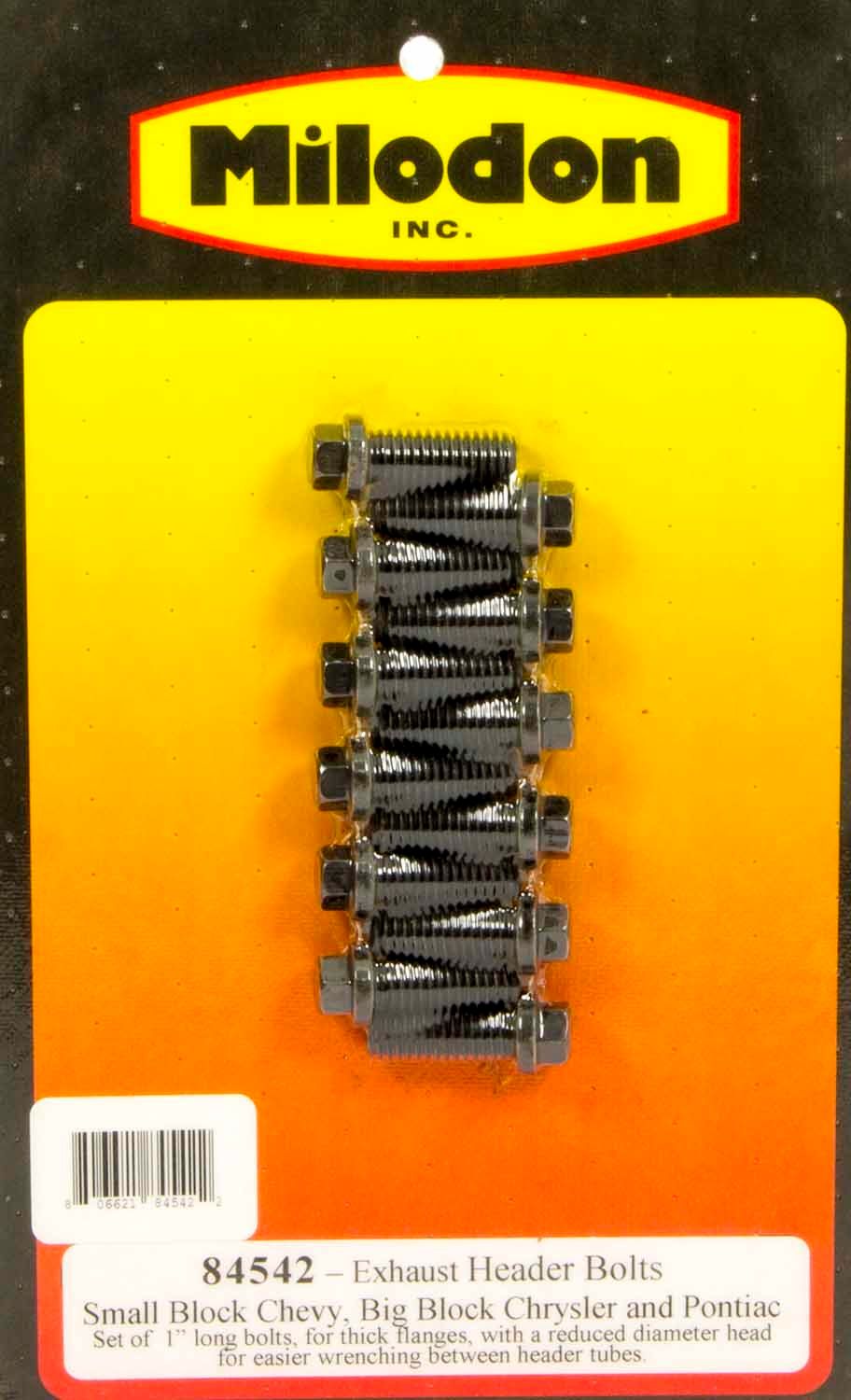 MILODONHeader Bolt Kit - SBC 6pt. 3/8in x 1in