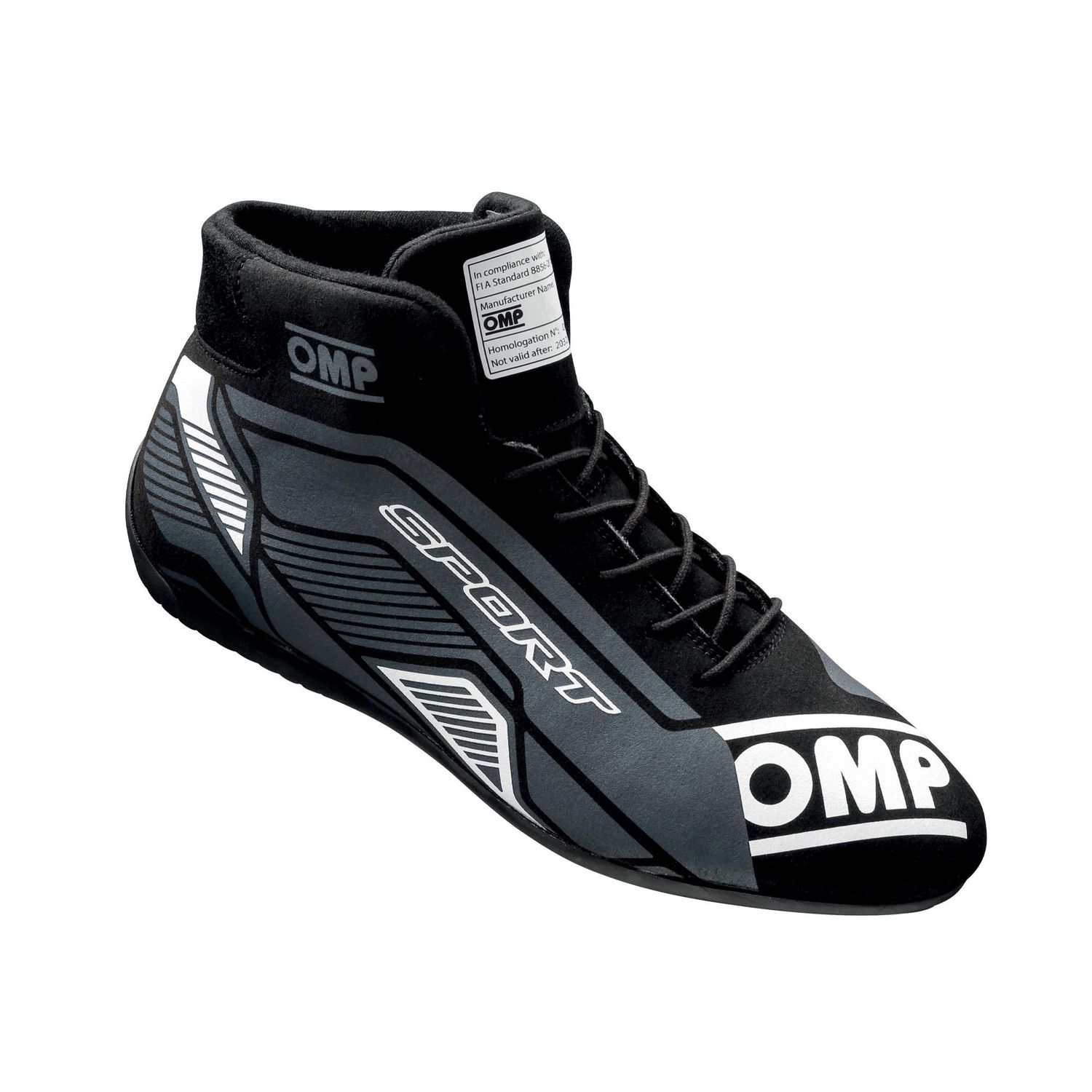 OMP RACING, INC.OMP SPORT SHOES FIA 8856 -2018 BLACK / WHITE SZ.
