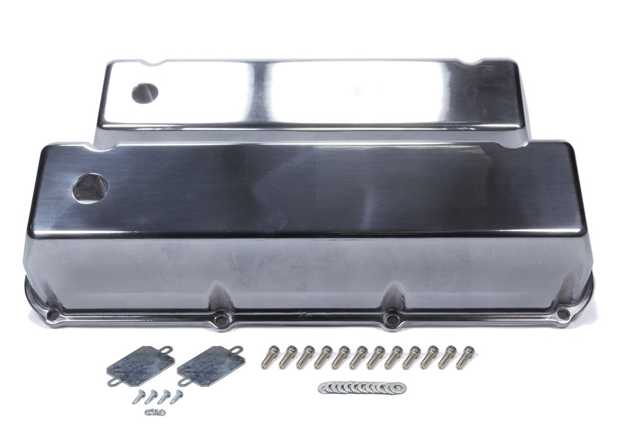 MR. GASKETBBF Cast Alm Valve Cover Set w/Hole Polished