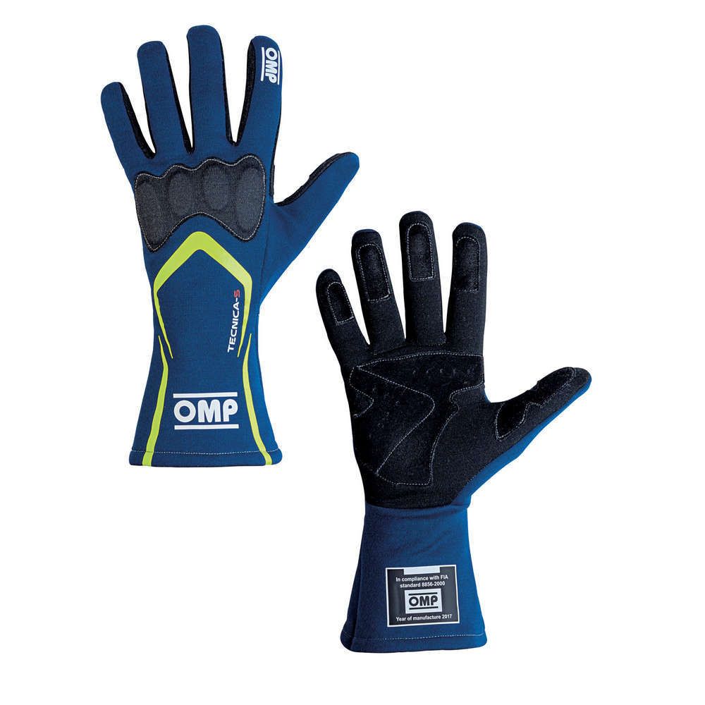 OMP RACING, INC. TECNICA-S Gloves Blue Yellow XL