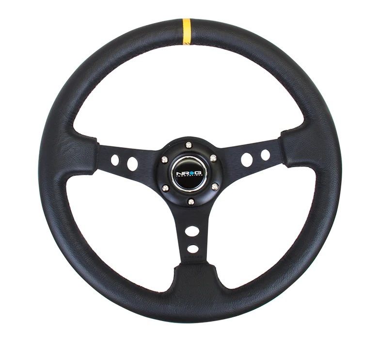 NRG INNOVATIONSteering Wheel 350mm 3in Dish Black LeatherYlwStr