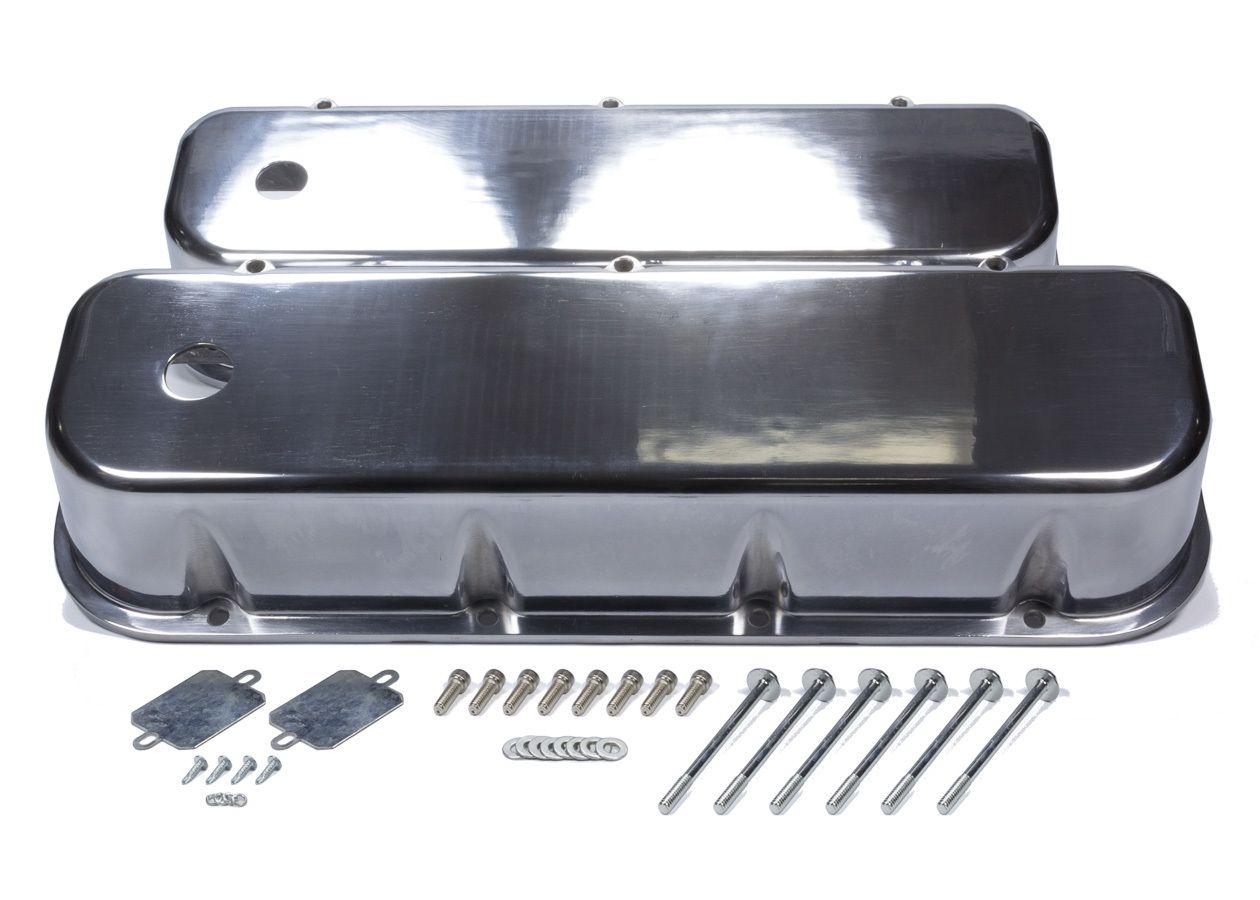 MR. GASKETBBC Cast Alm Valve Cover Set Tall w/Hole Polished