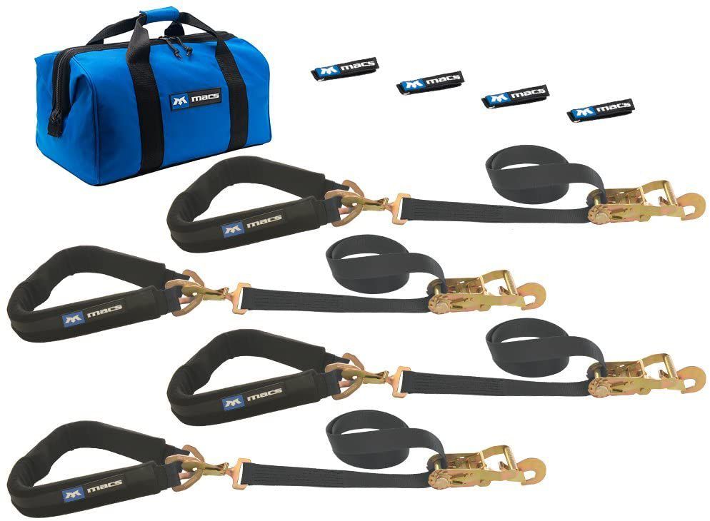 MACS CUSTOM TIE-DOWNS4 Tie Downs Direct Hook & 4-40in Thru Wheel Stra