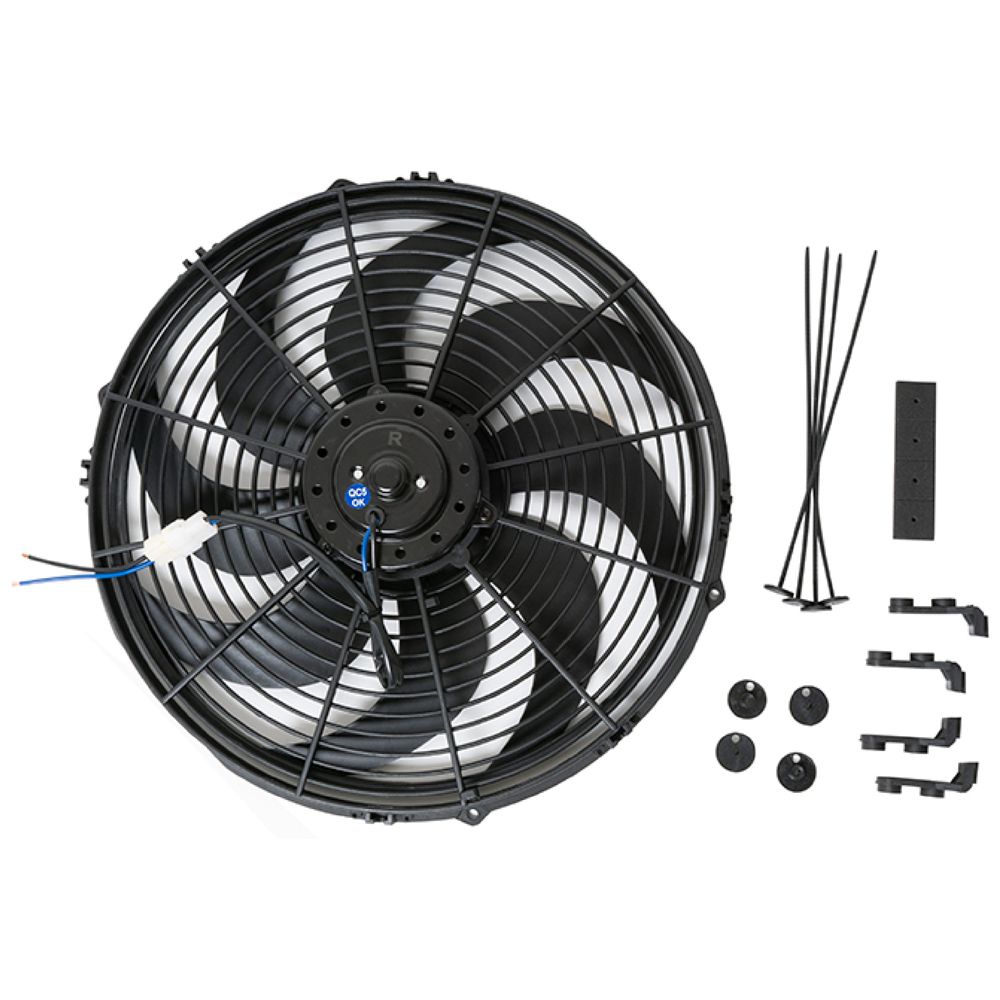 RACING POWER CO-PACKAGED14In Electric Cooling F an 12V Curved Blades