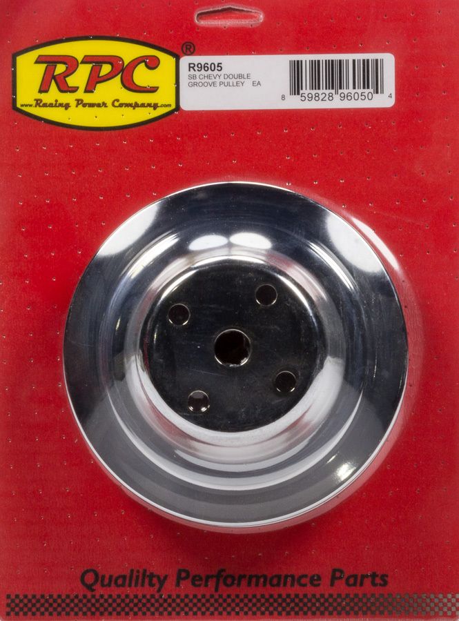RACING POWER CO-PACKAGEDChrome Steel Water Pump Pulley 2groove Long WP