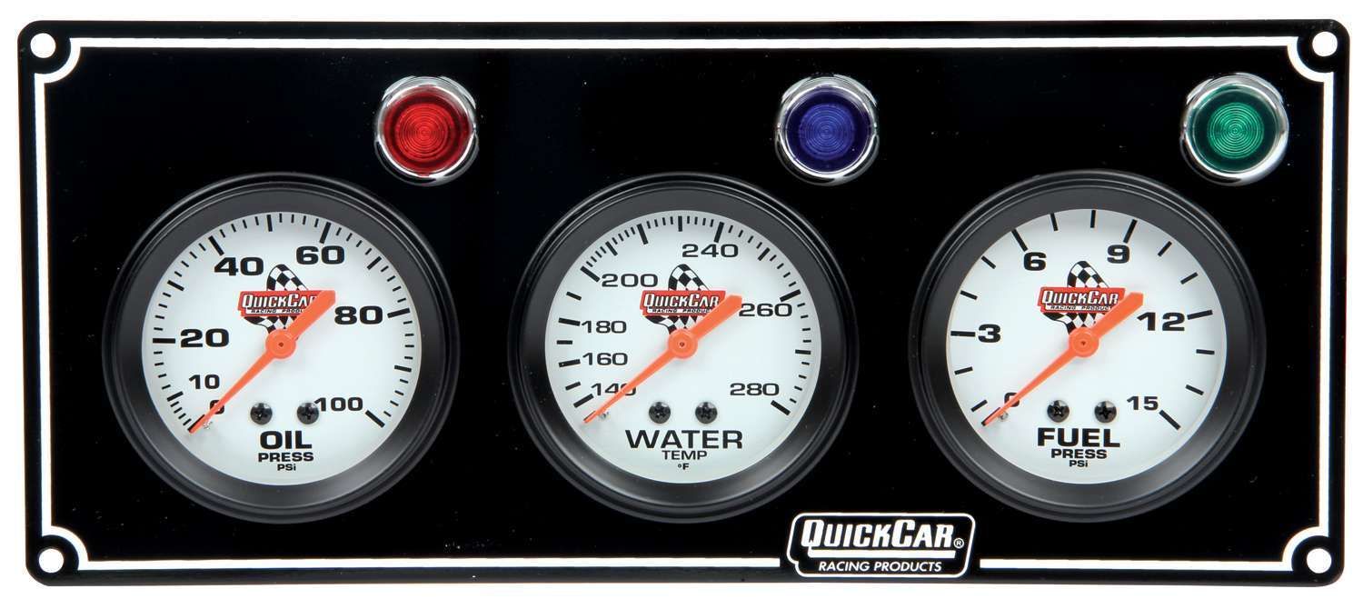 QUICKCAR RACING PRODUCTS3 Gauge Panel OP/WT/FP Black