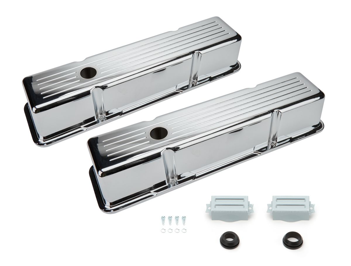 RACING POWER CO-PACKAGEDSBC Aluminum Valve Cover Chrome Ball Milled Pair