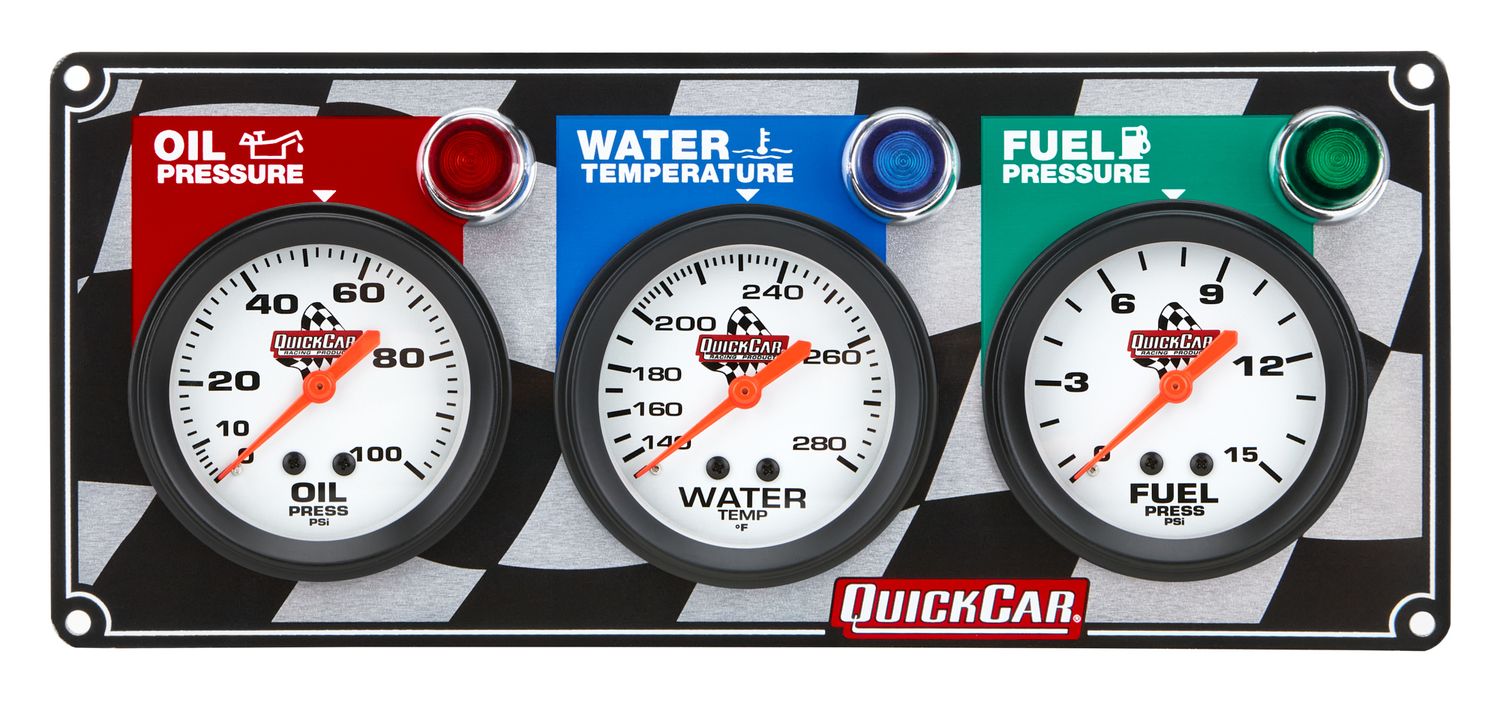 QUICKCAR RACING PRODUCTS3 Gauge Panel OP/WT/FP