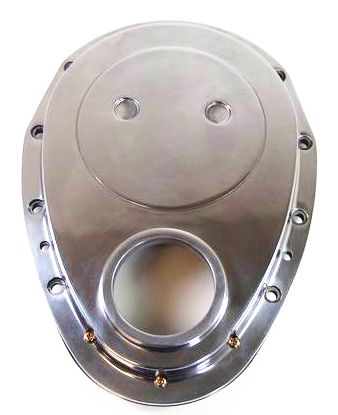 RACING POWER CO-PACKAGED2-Pc Timing Chain Cover SB Chevy Polished Alum