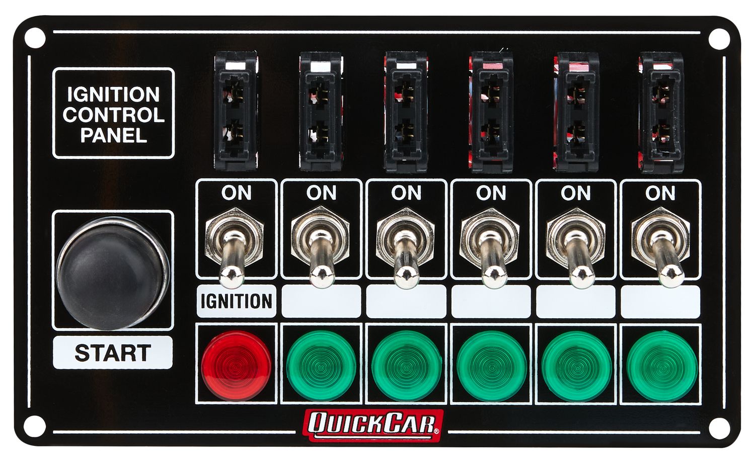 QUICKCAR RACING PRODUCTSIgnition Panel Blk Fused w/Start But. & Lights