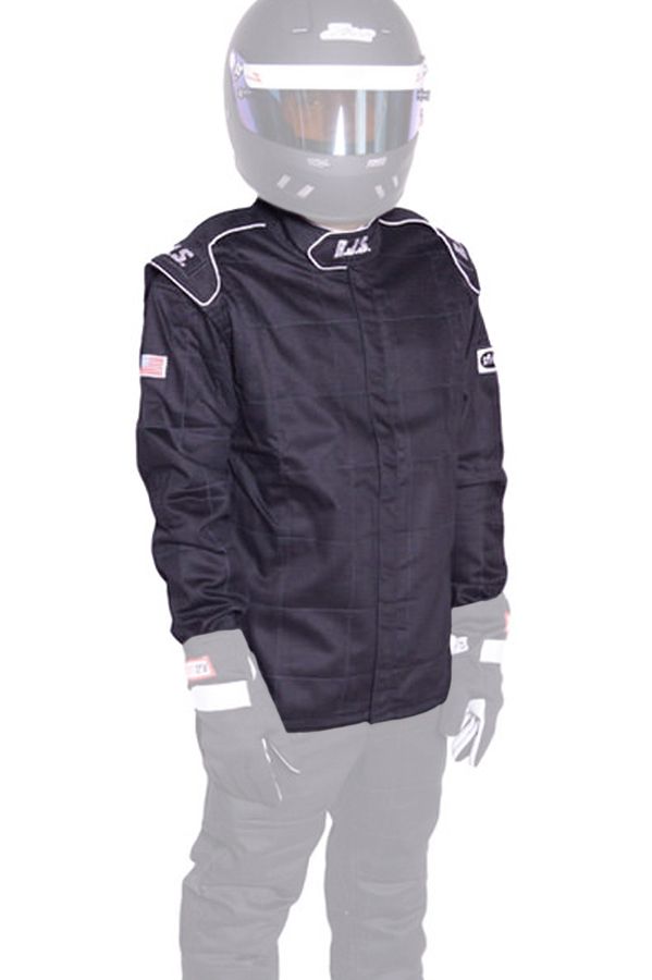 RJS SAFETY Jacket Black Small SFI-3-2A/5 FR Cotton