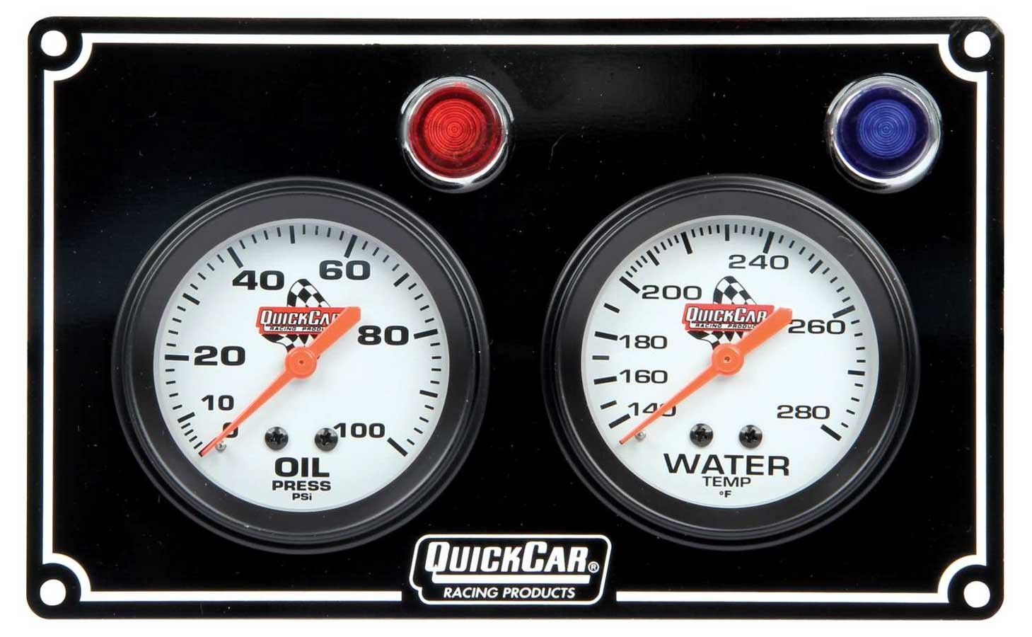 QUICKCAR RACING PRODUCTS2 Gauge Panel OP/WT Black