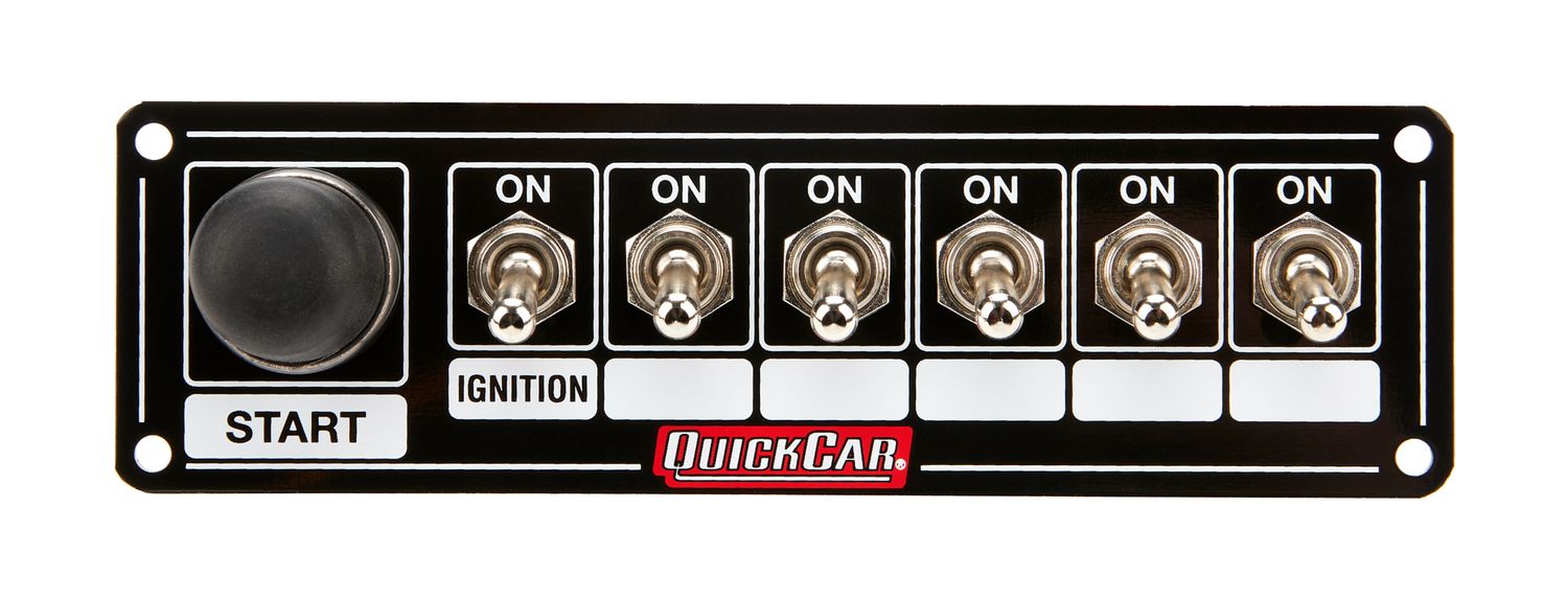 QUICKCAR RACING PRODUCTSIgnition Panel Blk. w/ Start But. 5 Acc.