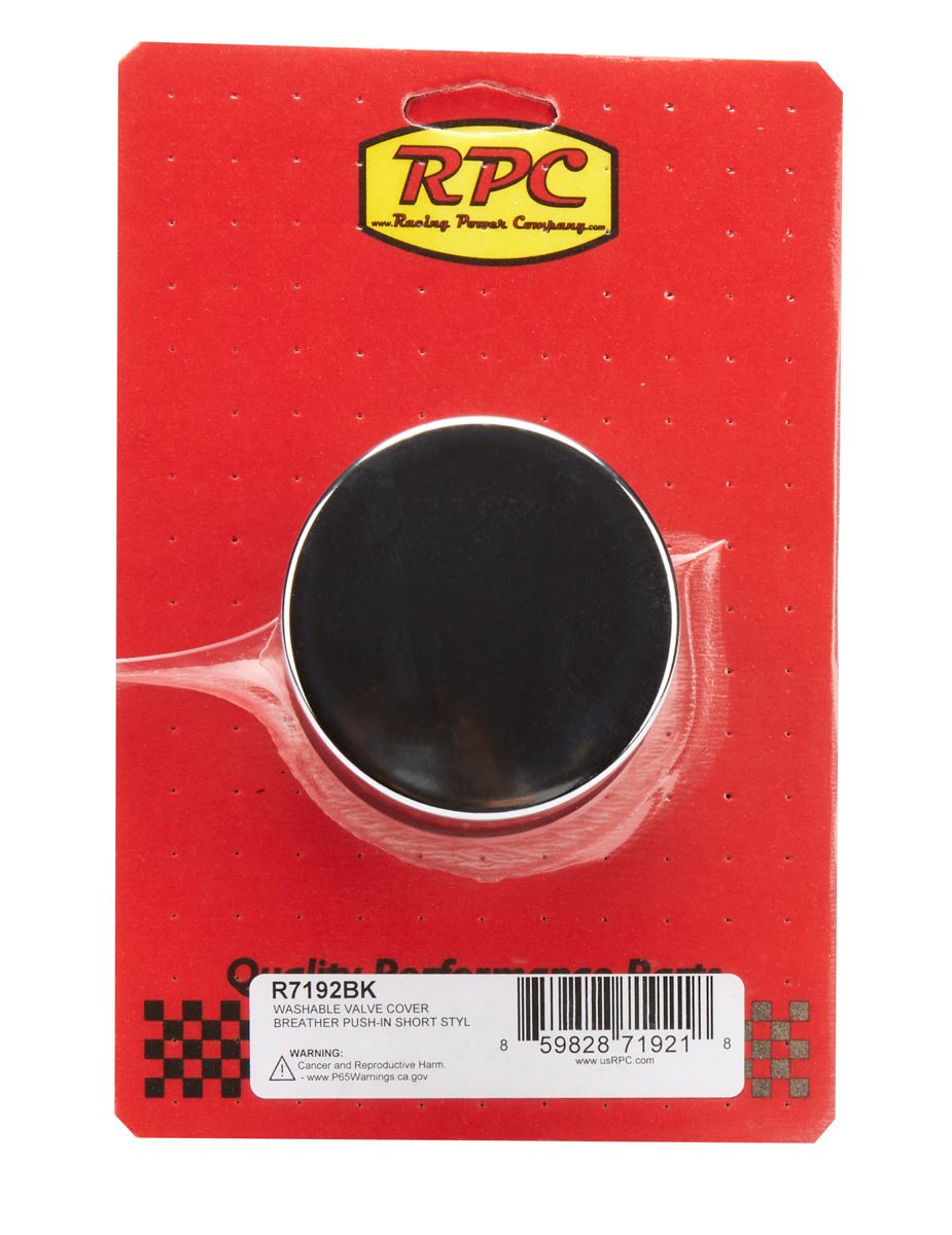 RACING POWER CO-PACKAGEDValve Cover Breather Push In Short Black Each