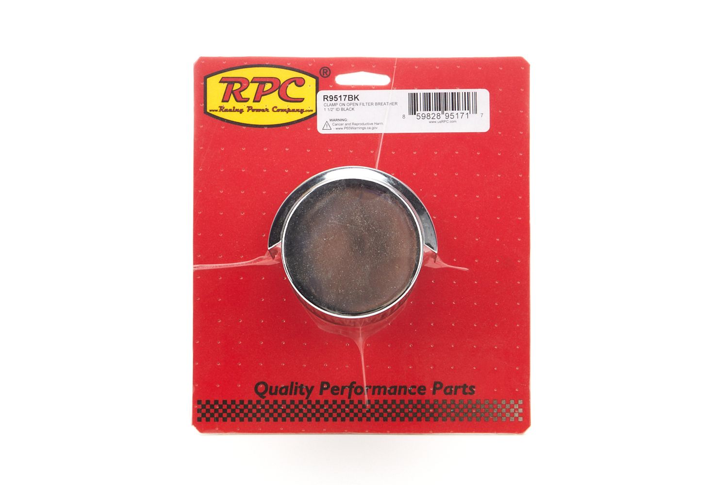 RACING POWER CO-PACKAGEDClamp-On Breather 3in Tall 1-1/2in ID Black