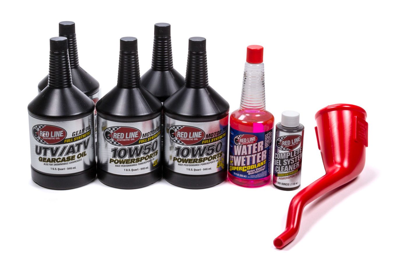 REDLINE OILUTV/ATV Powerpack (3) 10 w50 Oil (2) Gearcase Oil