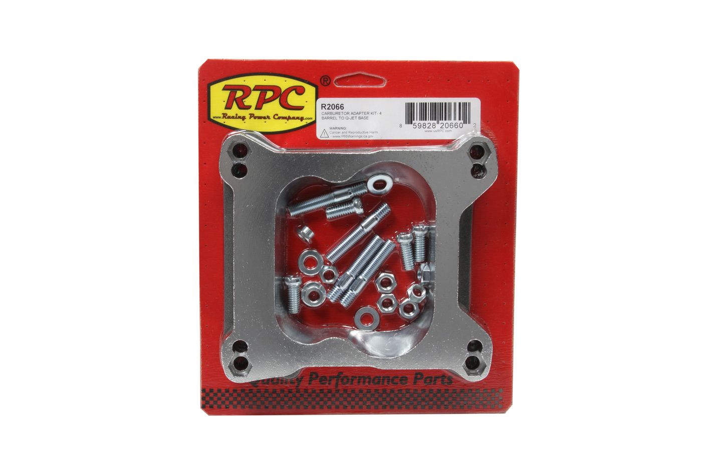 RACING POWER CO-PACKAGEDCarburetor Adapter Kit- 4 Barrel To Q-Jet Base