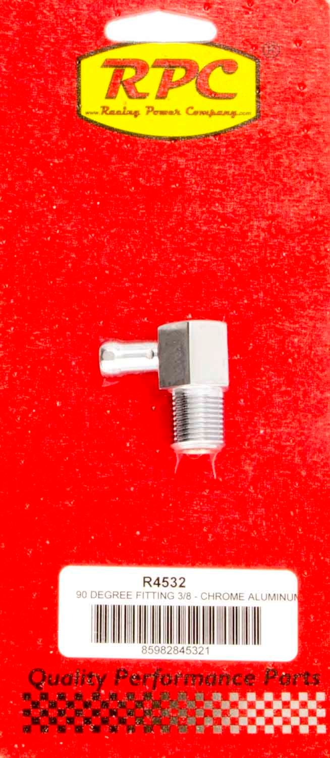 RACING POWER CO-PACKAGED90 Degree Fitting 3/8in Aluminum Chrome