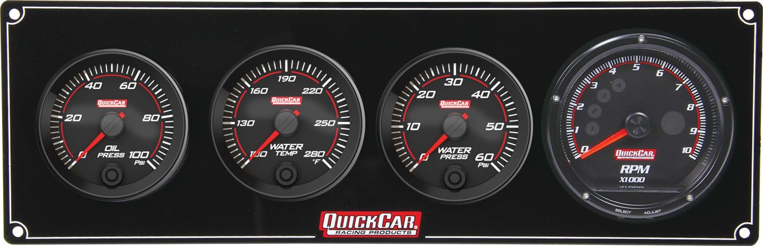 QUICKCAR RACING PRODUCTSRedline 3-1 Gauge Panel OP/WT/WP w/Recall Tach