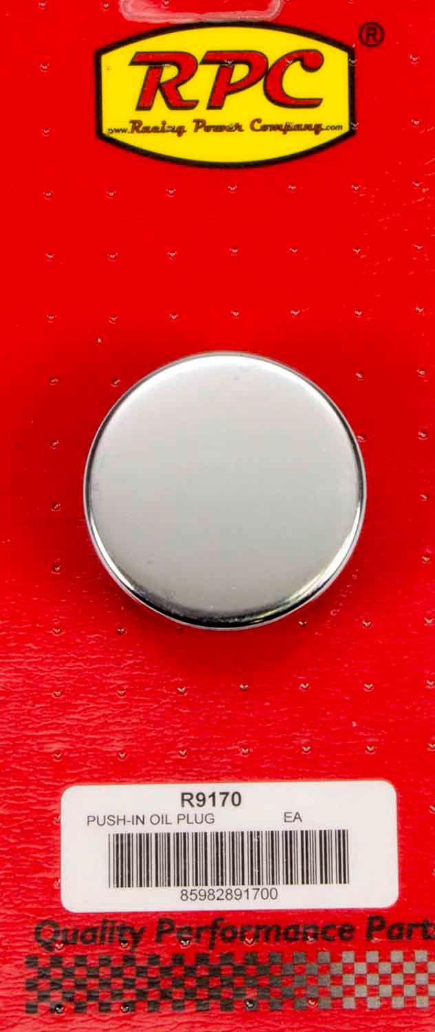 RACING POWER CO-PACKAGEDPush In Oil Cap Plain Fits 1 1/4in Hold