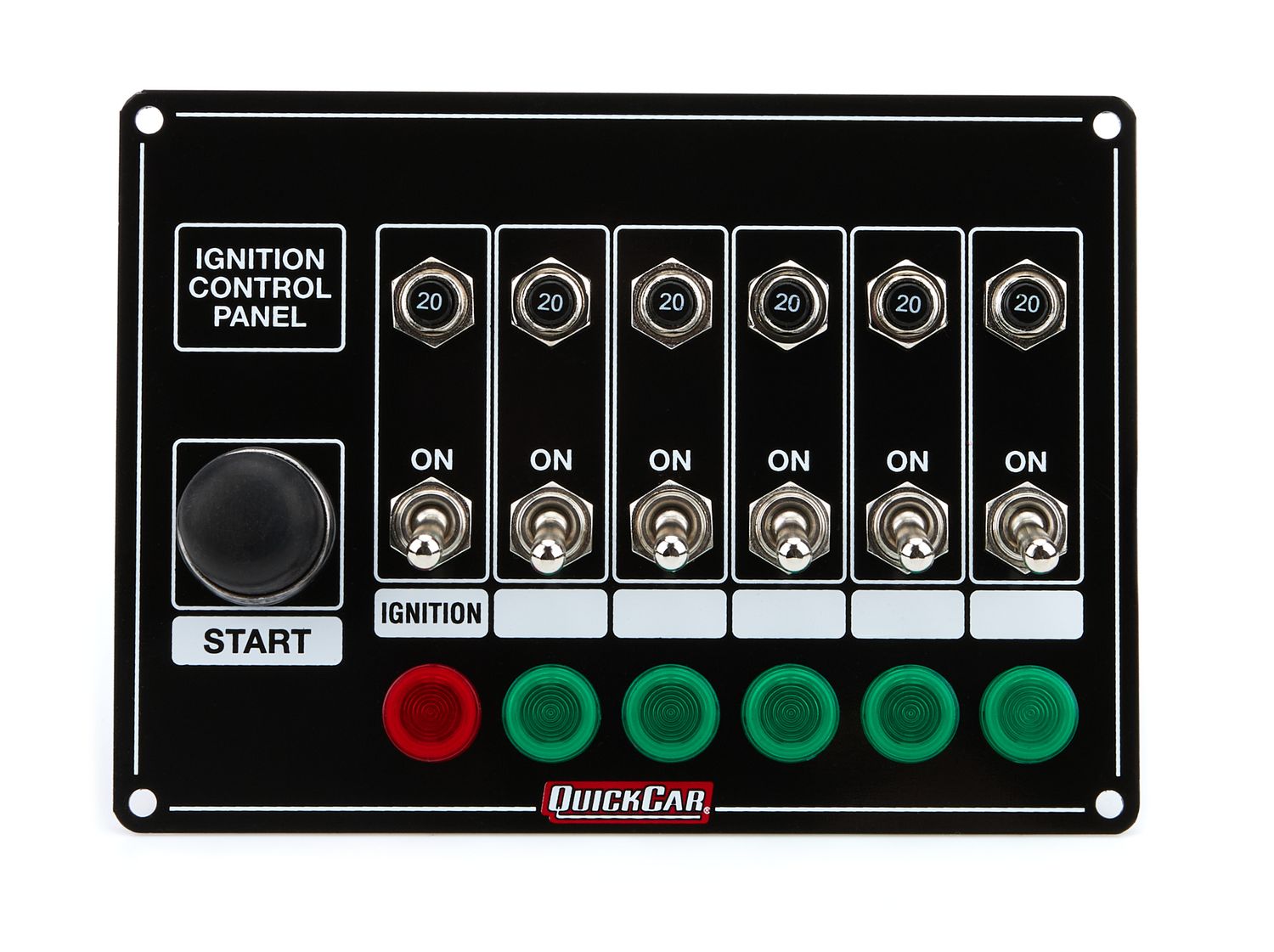 QUICKCAR RACING PRODUCTSIgnition Panel w/Start But. 5 Acc. Circut Brkr