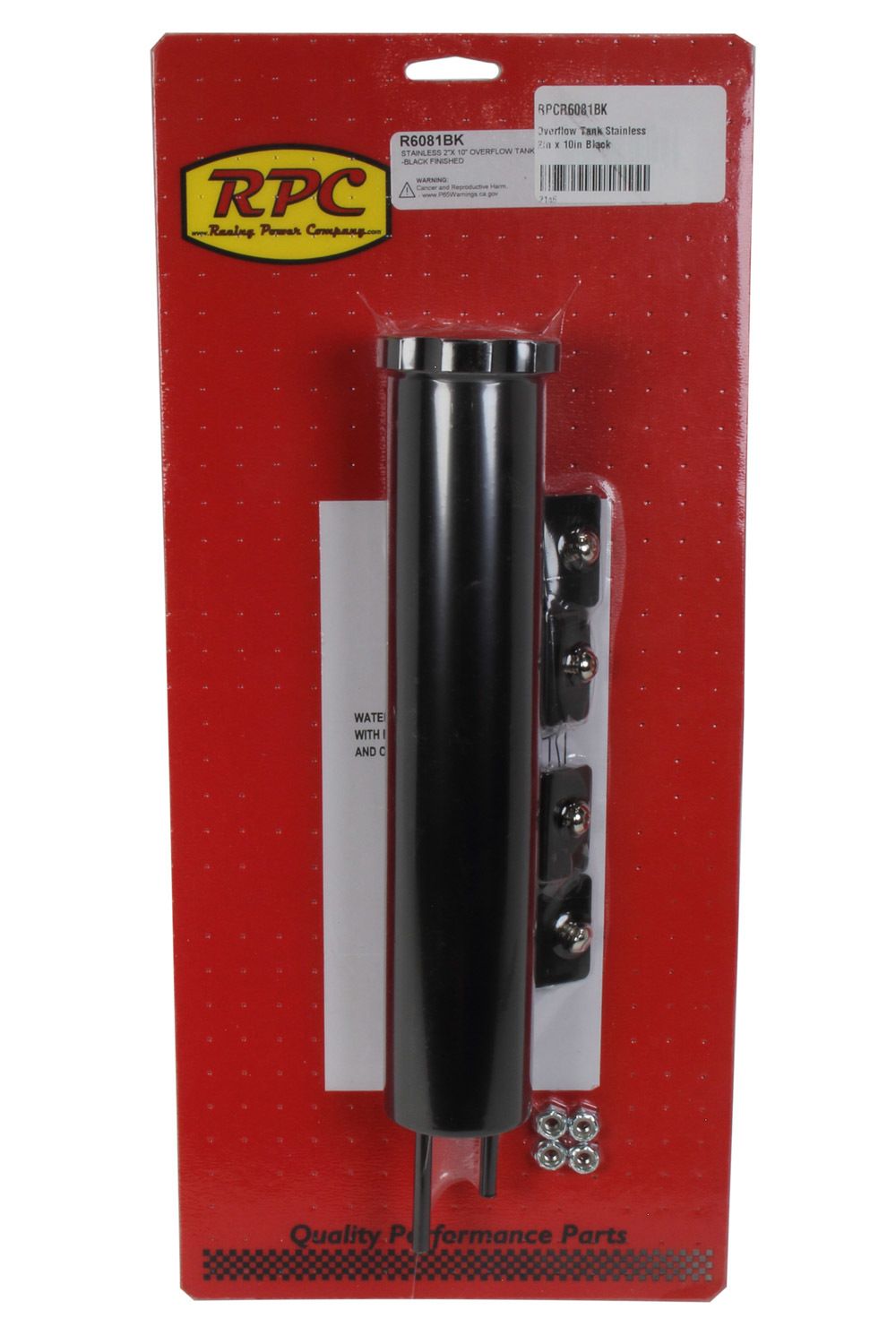 RACING POWER CO-PACKAGEDOverflow Tank Stainless 2in x 10in Black