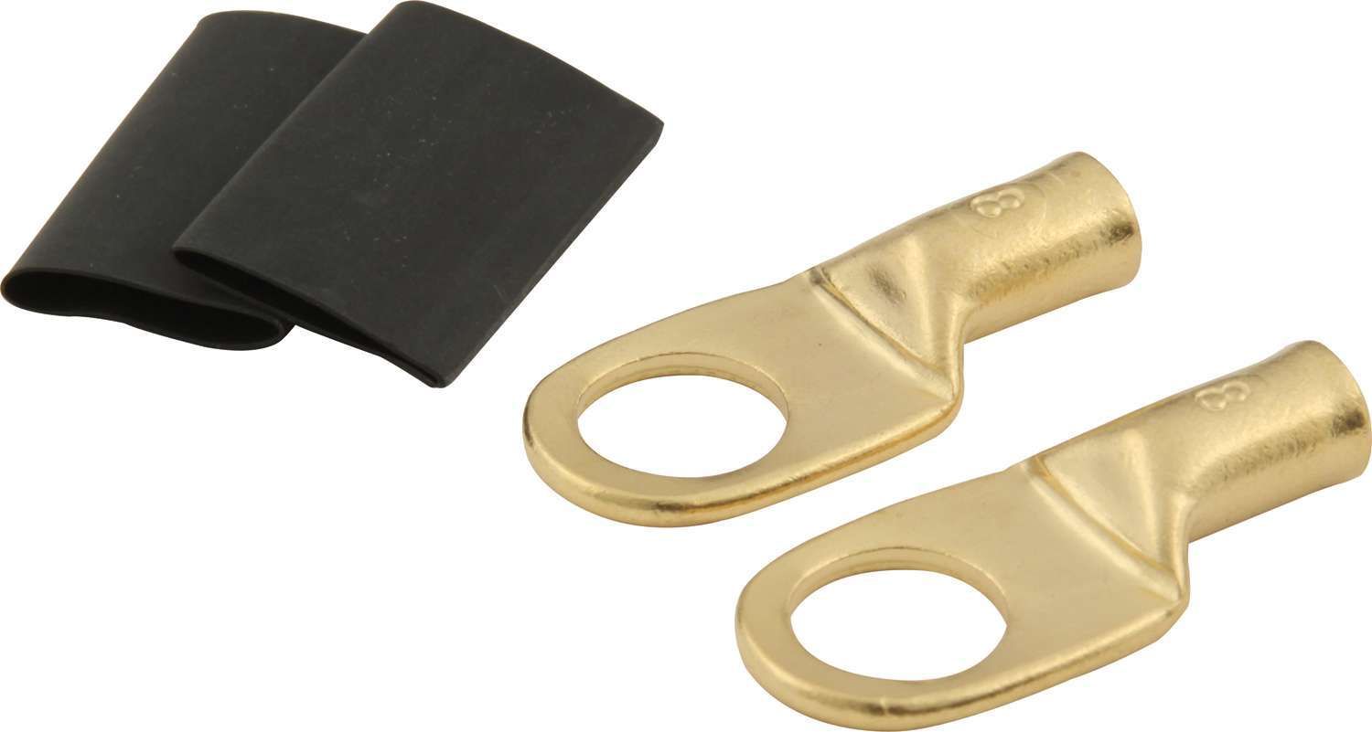 QUICKCAR RACING PRODUCTS Ring Terminal 3/8 8 GA Pair w/ Heat Shrink