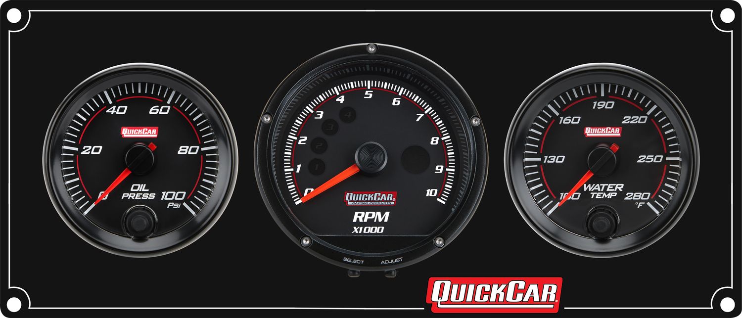 QUICKCAR RACING PRODUCTSRedline 2-1 Gauge Panel OP/WT w/Recall Tach