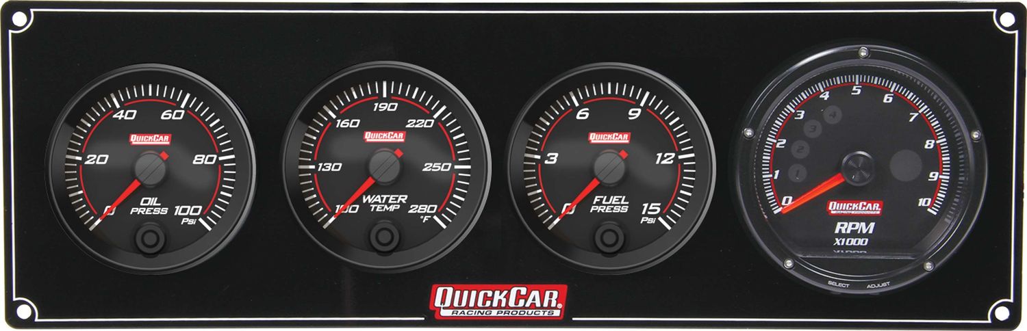 QUICKCAR RACING PRODUCTSRedline 3-1 Gauge Panel OP/WT/FP w/Recall Tach