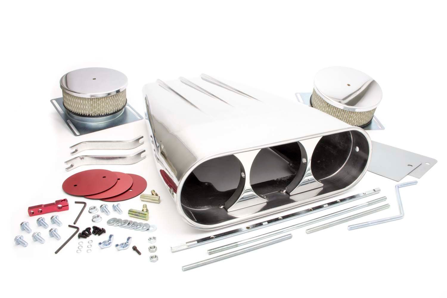 RACING POWER CO-PACKAGEDStreetscoop Polished Finned Dual 4 Barrel