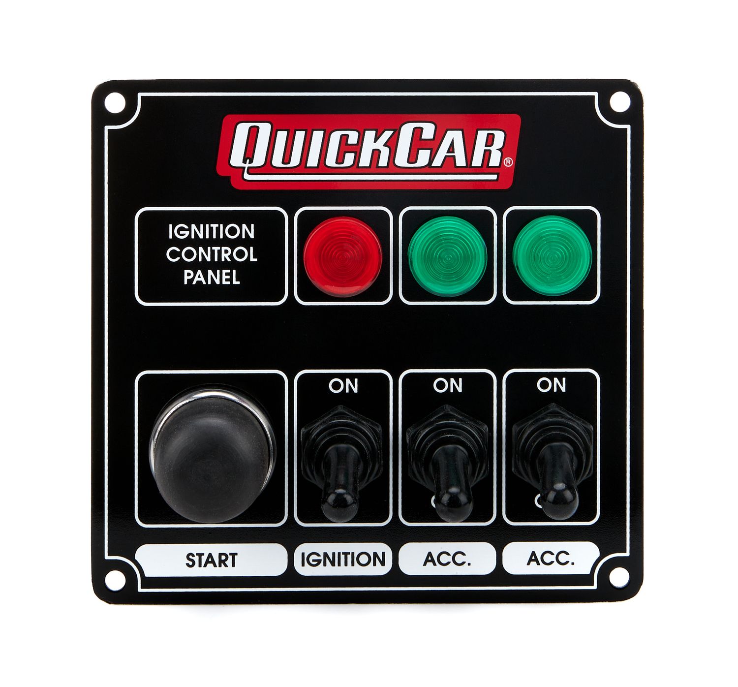 QUICKCAR RACING PRODUCTSIgnition Panel Black w/ 2 Acc. & Lights