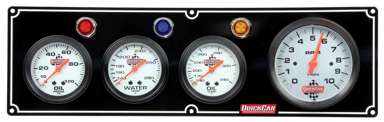 QUICKCAR RACING PRODUCTS3-1 Gauge Panel OP/WT/OT w/3-3/8in Tach Black