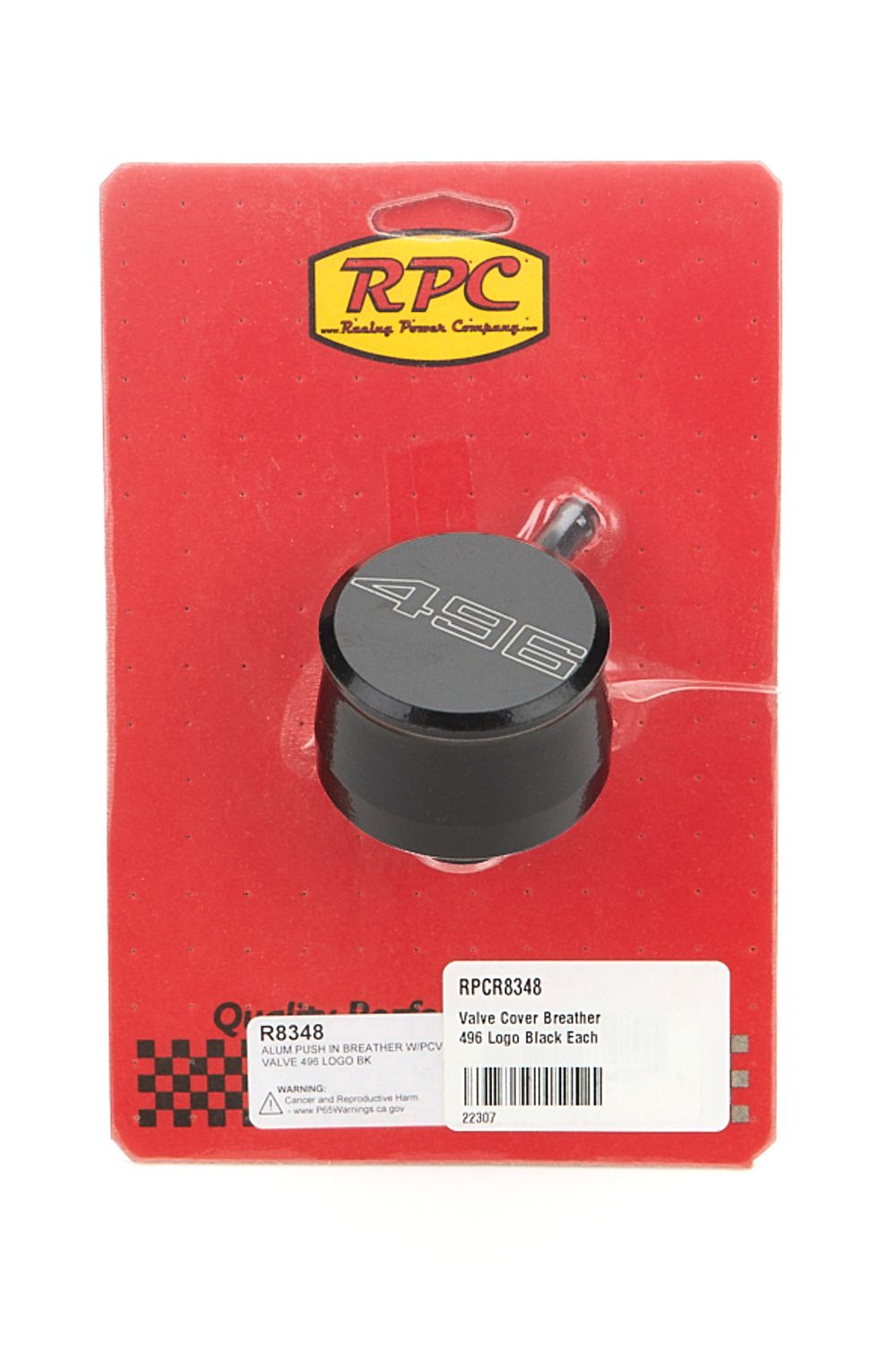 RACING POWER CO-PACKAGEDValve Cover Breather 496 Logo Black Each