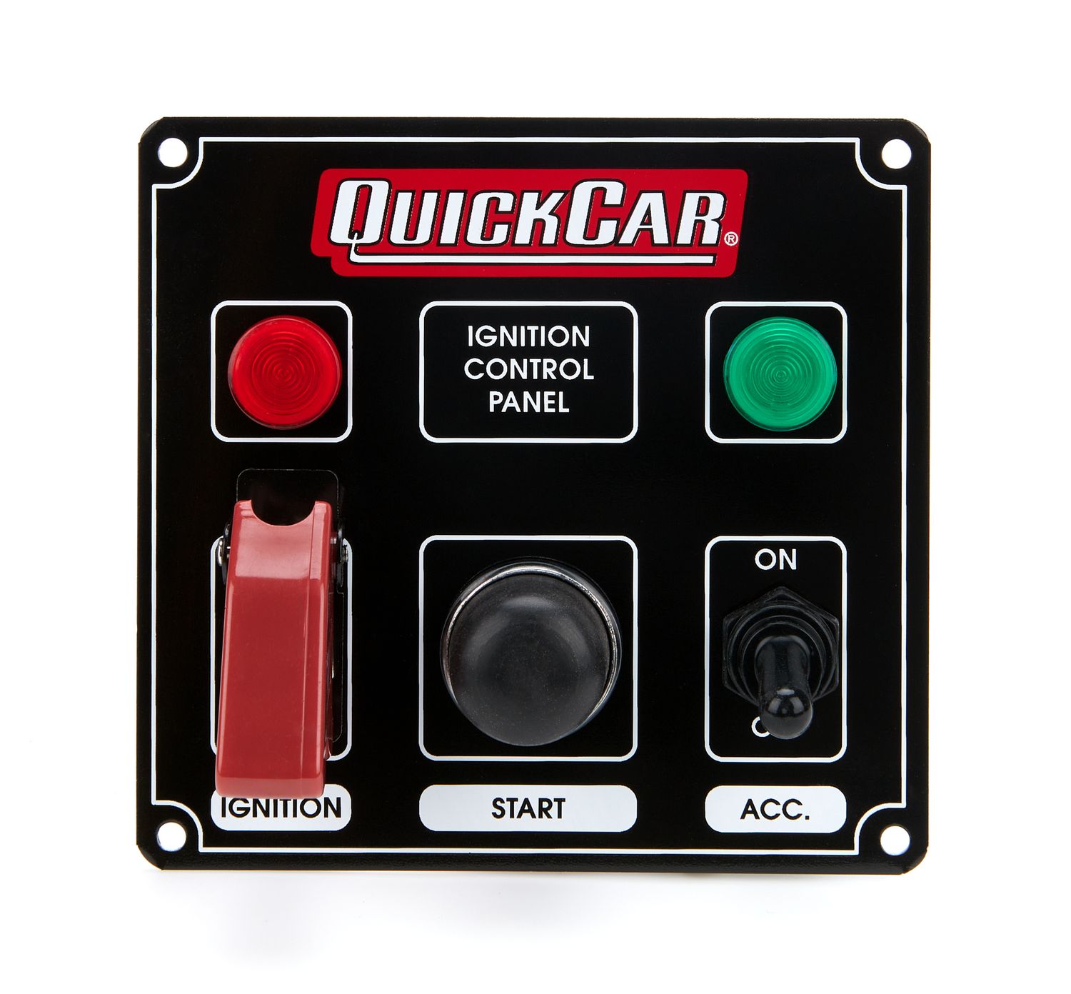 QUICKCAR RACING PRODUCTSIgnition Panel Black w/ 2 Acc. & Lights