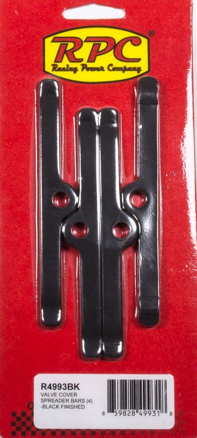 RACING POWER CO-PACKAGEDBlack SBC Valve Cover Spreader Bars 4-3/4in