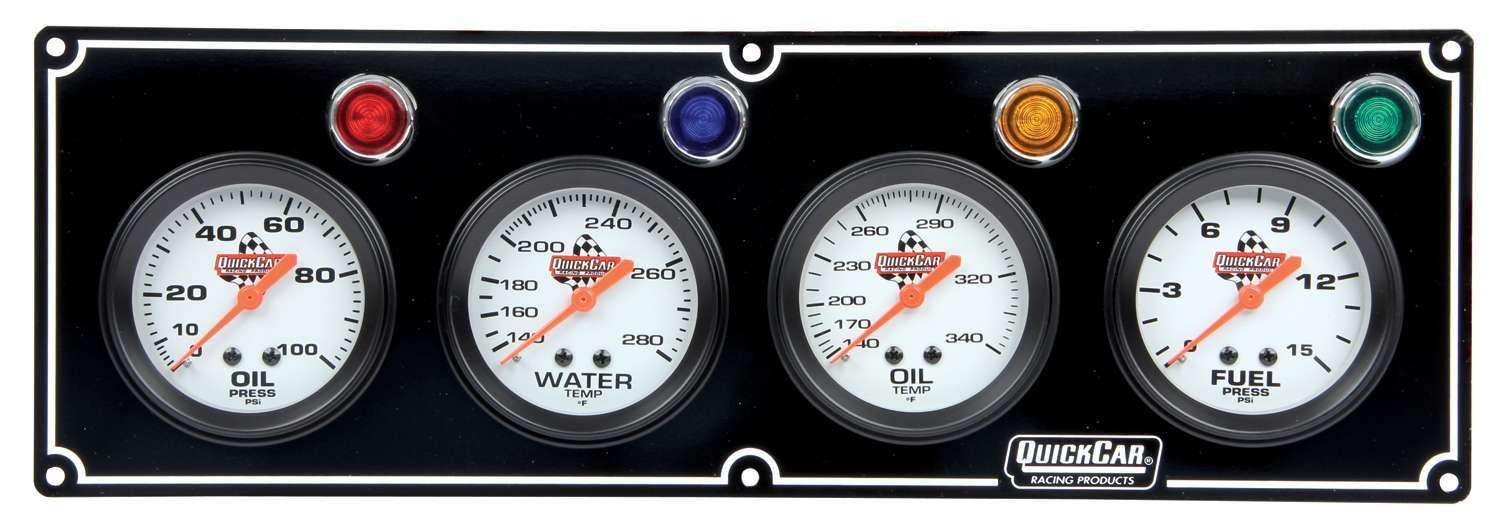 QUICKCAR RACING PRODUCTS4 Gauge Panel OP/WT/OT/ FP Black