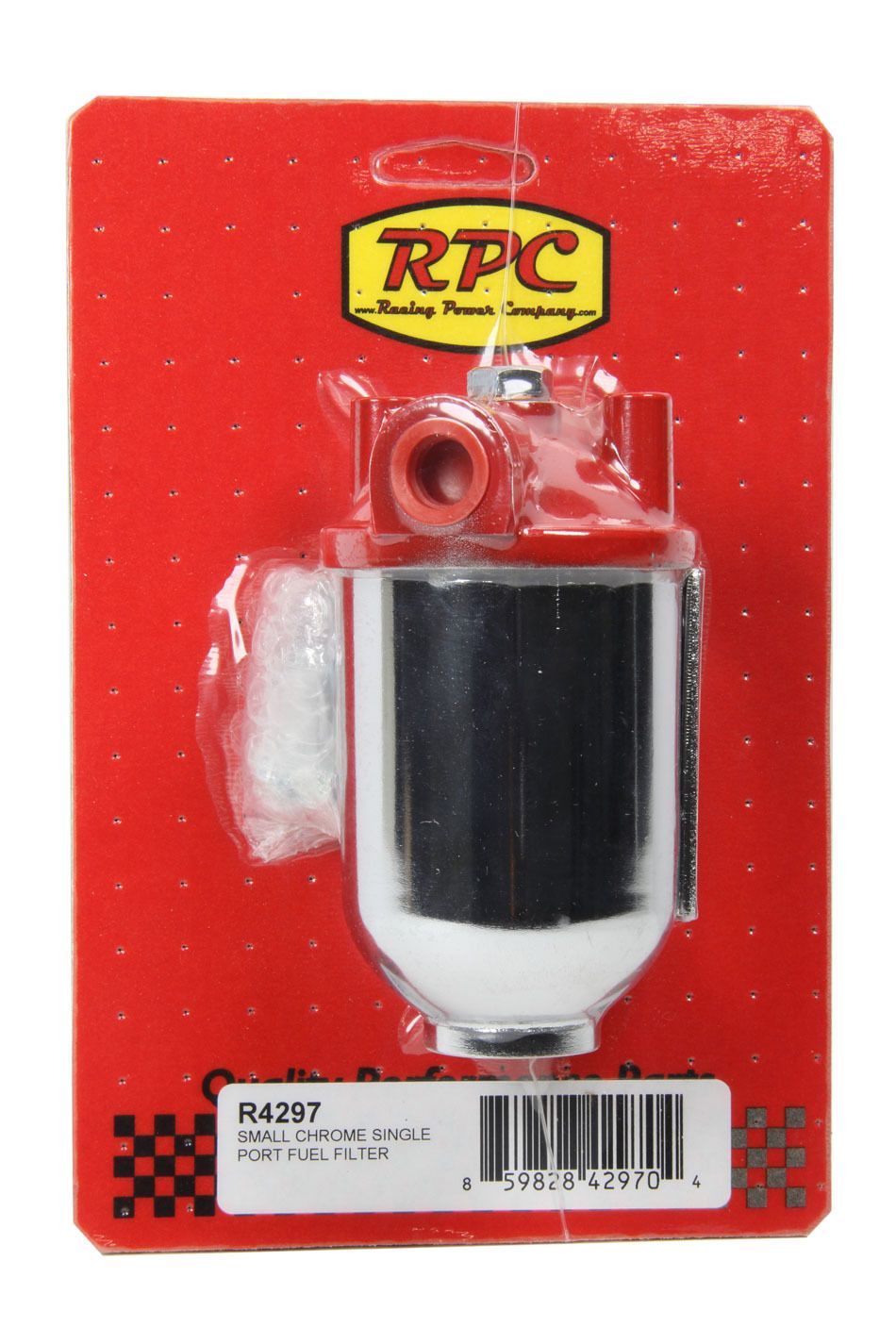 RACING POWER CO-PACKAGEDSmall Chrome Single Por t Fuel Filter
