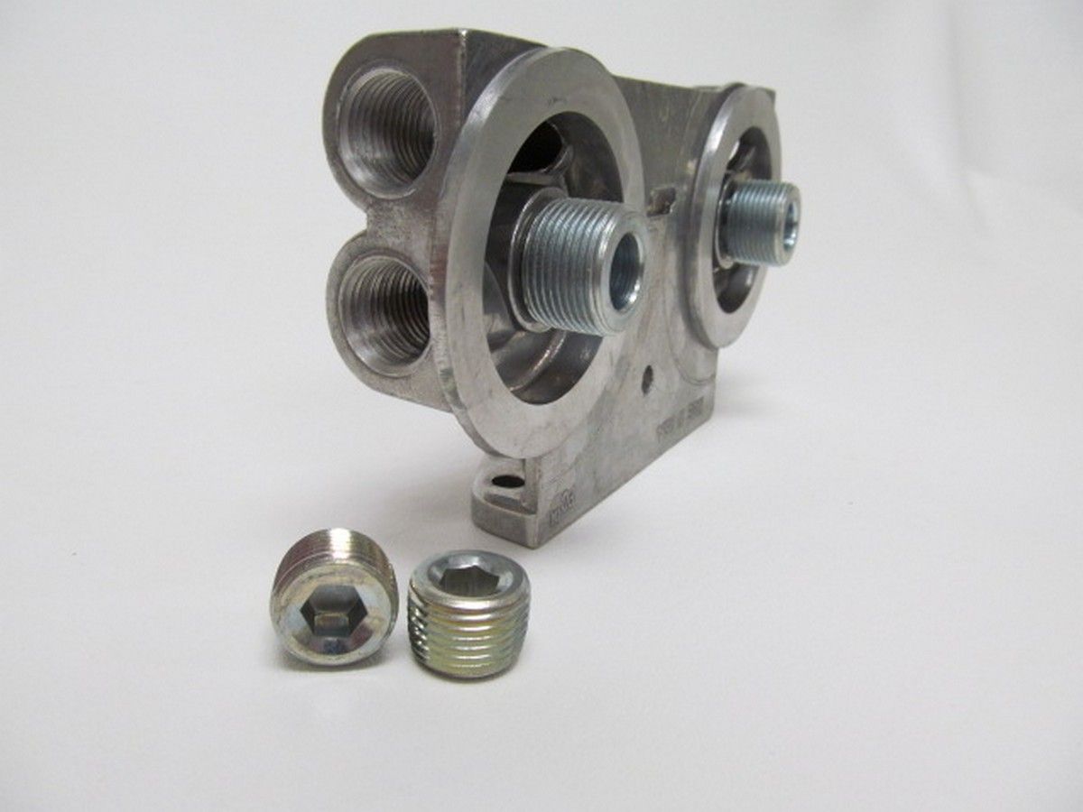 PERMA-COOLDual Oil Filter Mount 1in-16 Thread 1/2in NPT