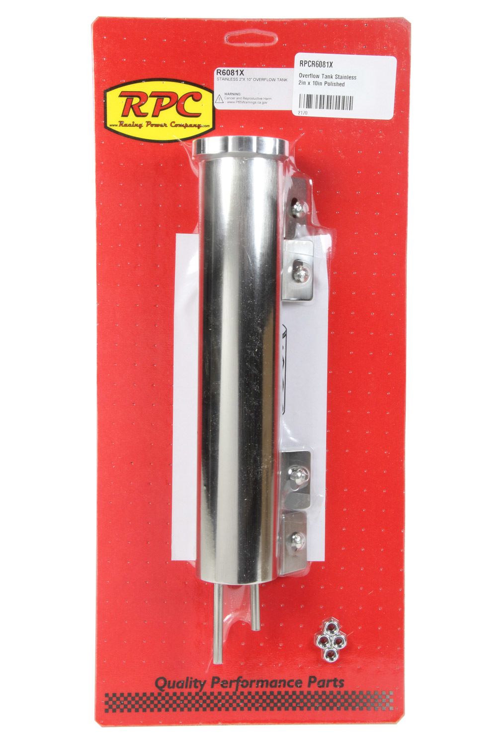 RACING POWER CO-PACKAGEDOverflow Tank Stainless 2in x 10in Polished