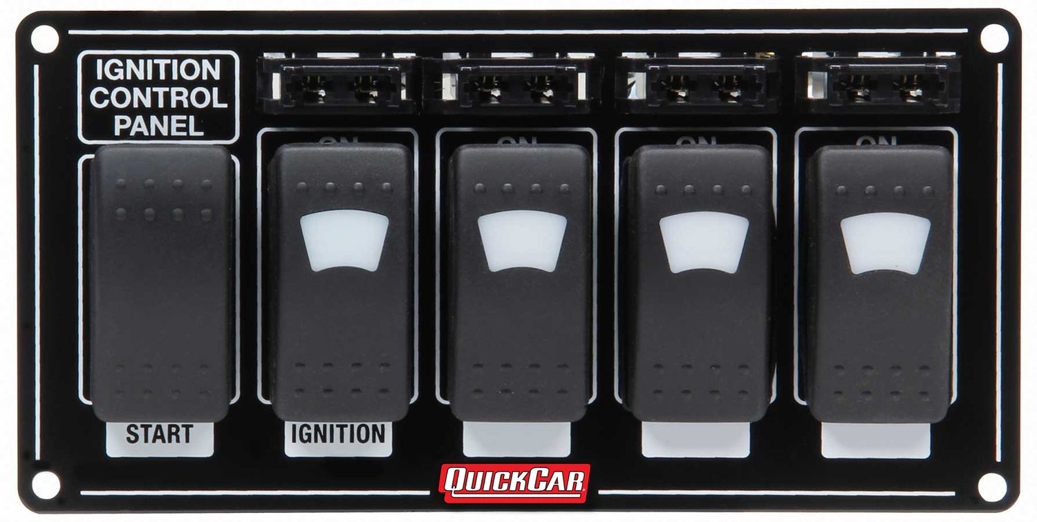 QUICKCAR RACING PRODUCTSIgnition Panel w/ Rocker Switches Fuses & Lights