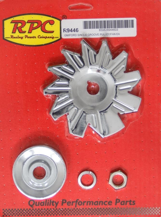 RACING POWER CO-PACKAGEDSIngle Groove Alternator Pulley And Fan Chrome