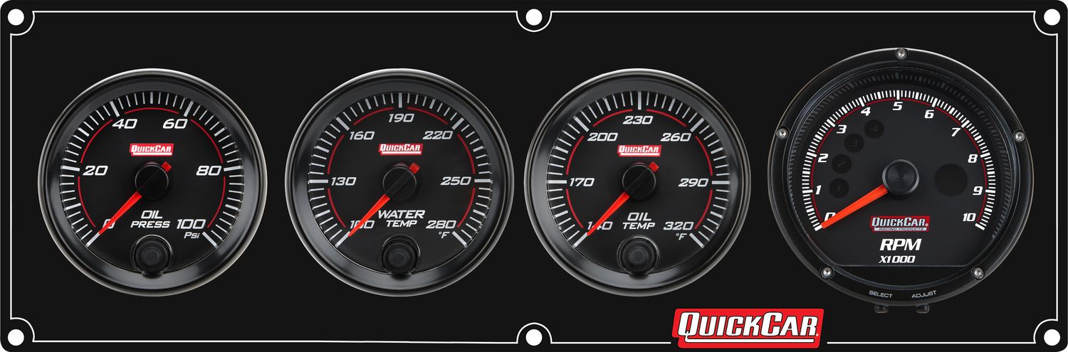 QUICKCAR RACING PRODUCTSRedline 3-1 Gauge Panel OP/WT/OT w/Recall Tach