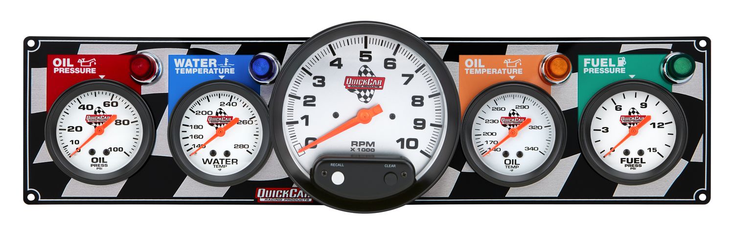 QUICKCAR RACING PRODUCTS4 Gauge Panel W/ 5in Tach