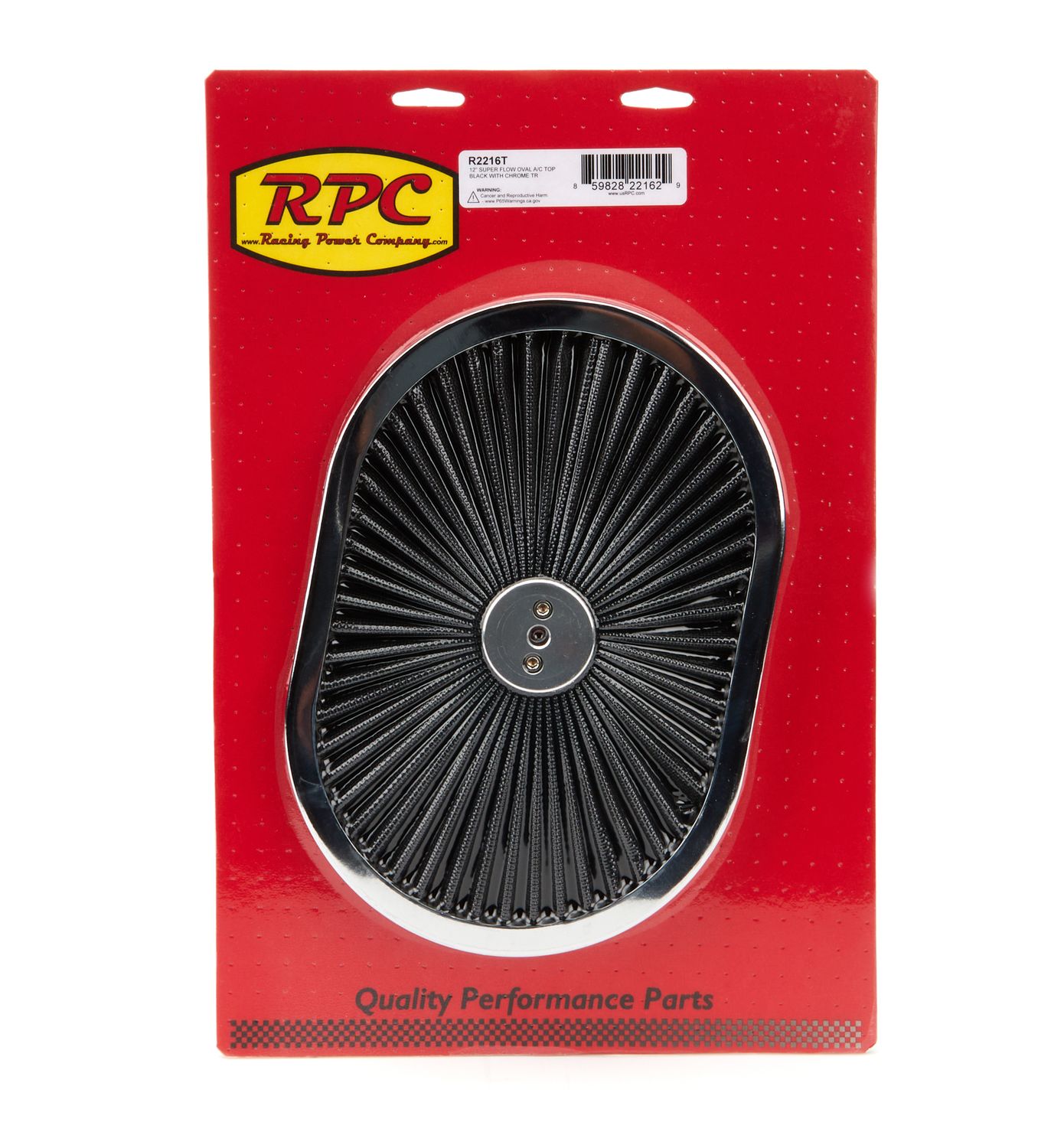 RACING POWER CO-PACKAGED12in Super Flow Oval Air Cleaner Black Mesh