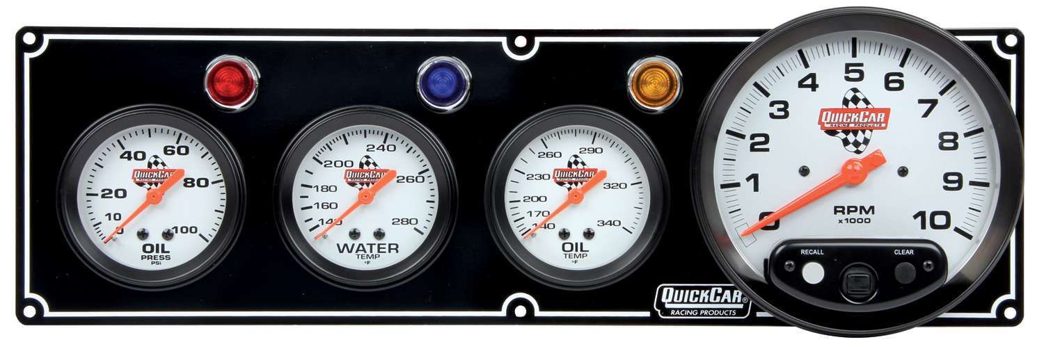 QUICKCAR RACING PRODUCTS3-1 Gauge Panel OP/WT/OT w/5in Tach Black