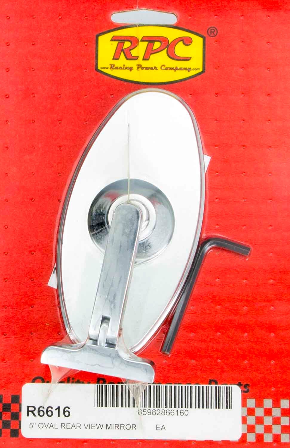 RACING POWER CO-PACKAGEDChrome Steel Oval 5in Interior Mirror