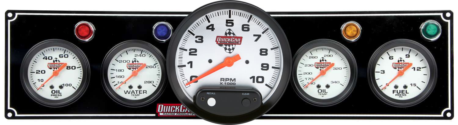 QUICKCAR RACING PRODUCTS3-1 Gauge Panel OP/WT/OP /FP w/5in Tach Black