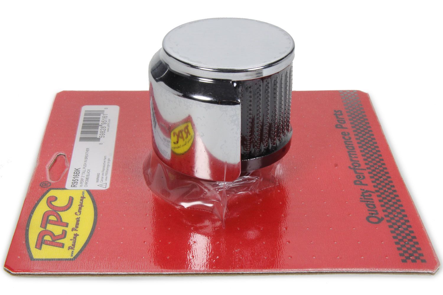 RACING POWER CO-PACKAGEDPush In Breather 3in Tall Chrome/Black