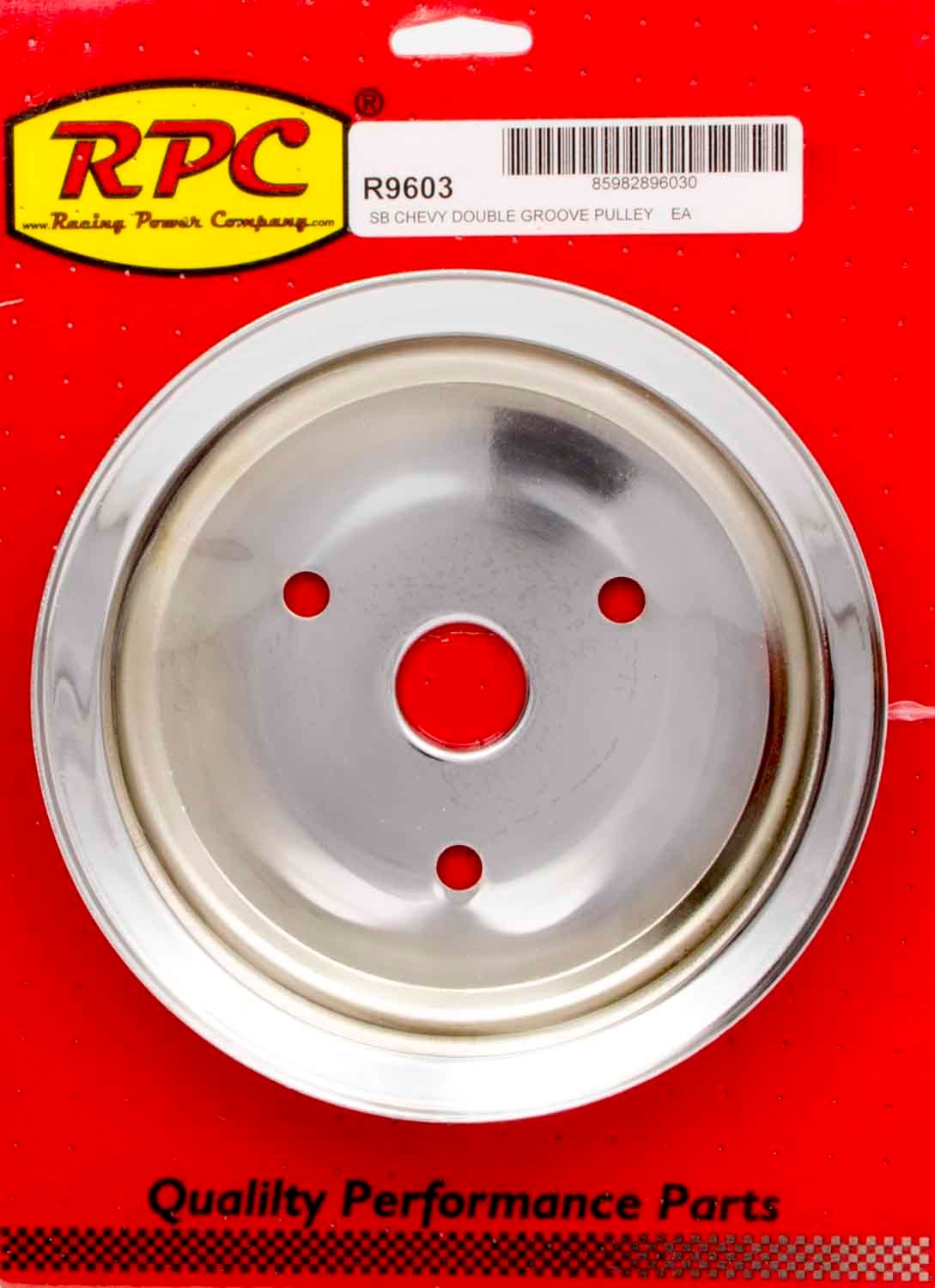 RACING POWER CO-PACKAGEDSBC 2GROOVE CRANK PULLEY SHORT PUMP CHROME