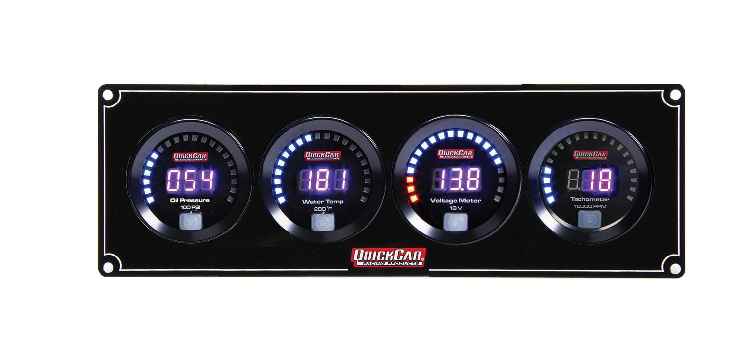 QUICKCAR RACING PRODUCTSDigital 3-1 Gauge Panel OP/WT/Volt w/Tach